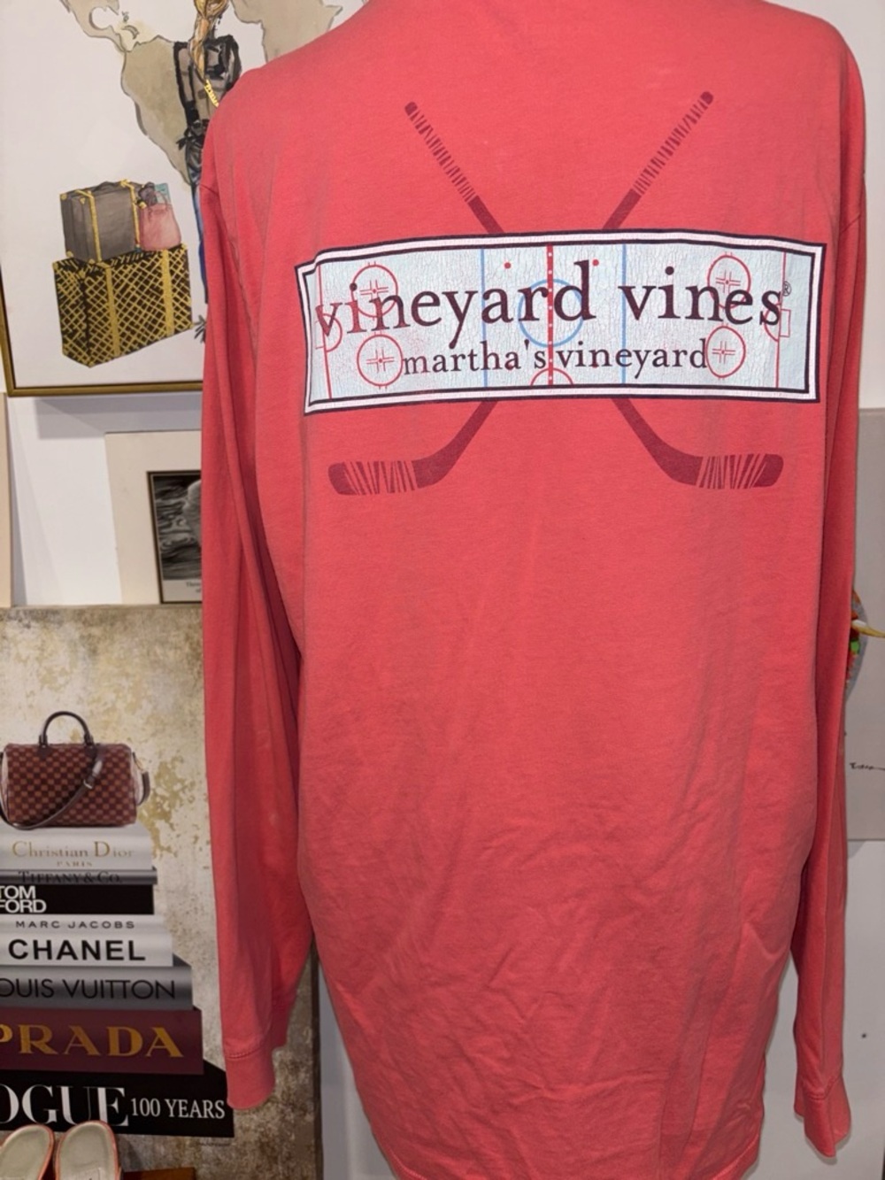 Vineyard Vines Long-Sleeve Pocket Tee in Coral - Picture 4 of 5